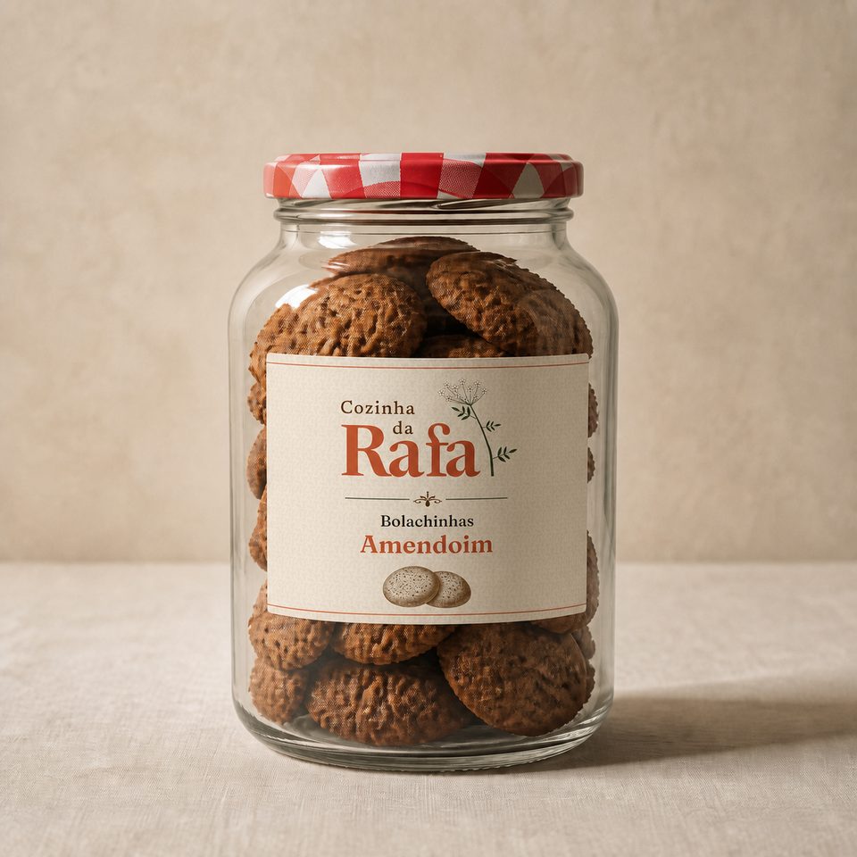 Pote de bolachinhas OBA de amendoim.